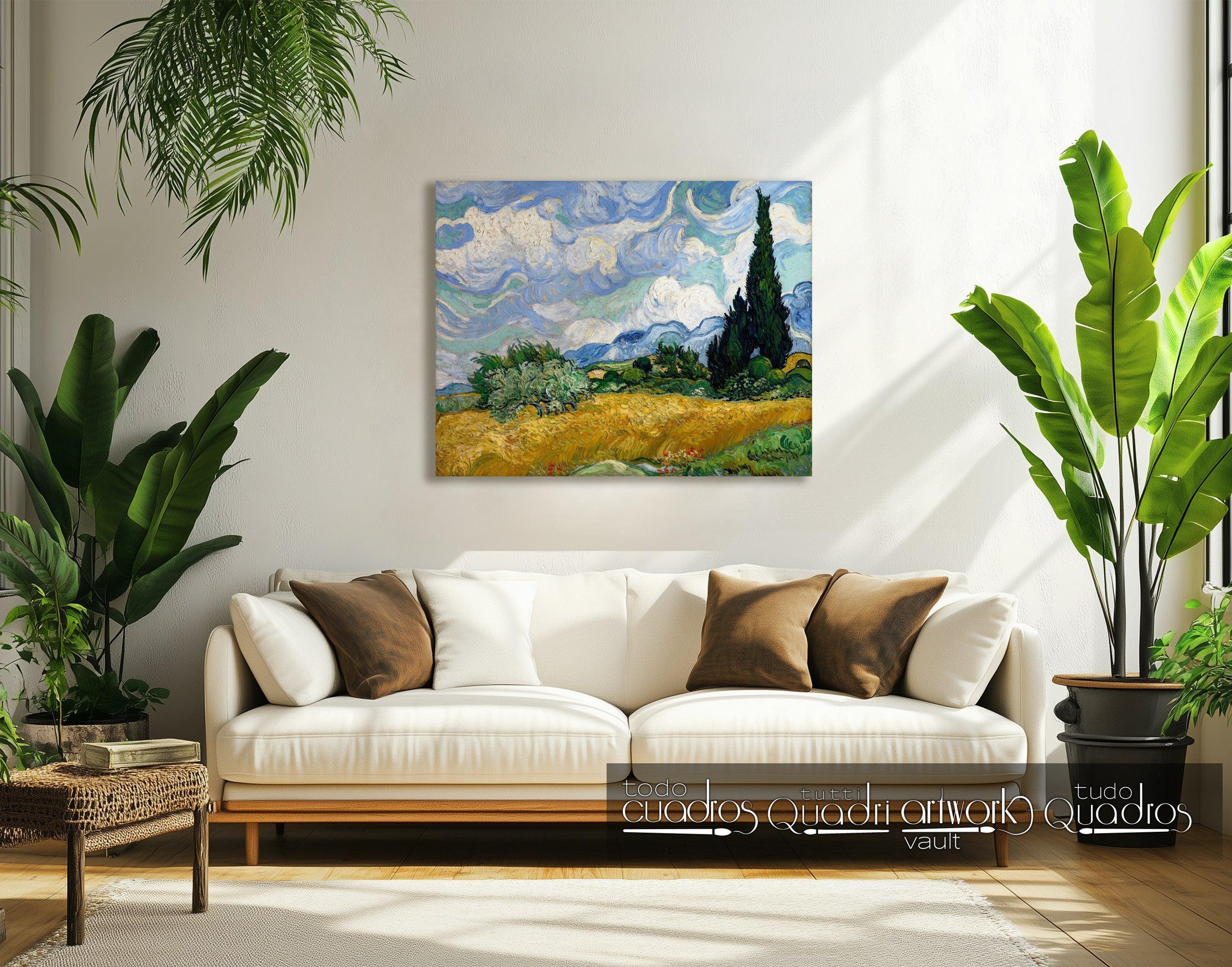 Campo de trigo com ciprestes, Van Gogh