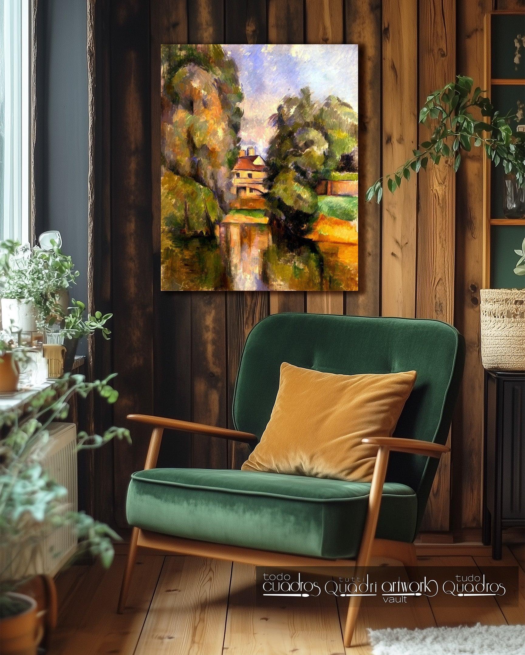 Casa de campo com rio, Cézanne