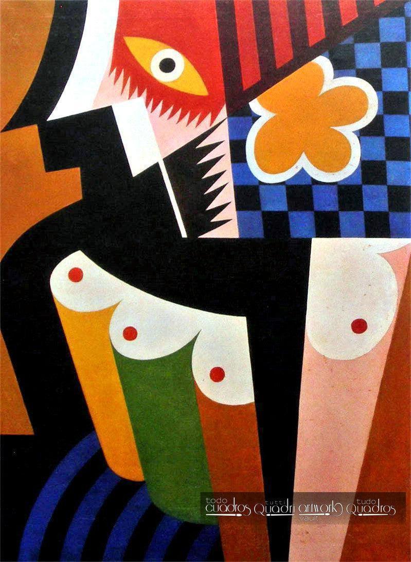 Construção de mulher com flor amarela, Depero