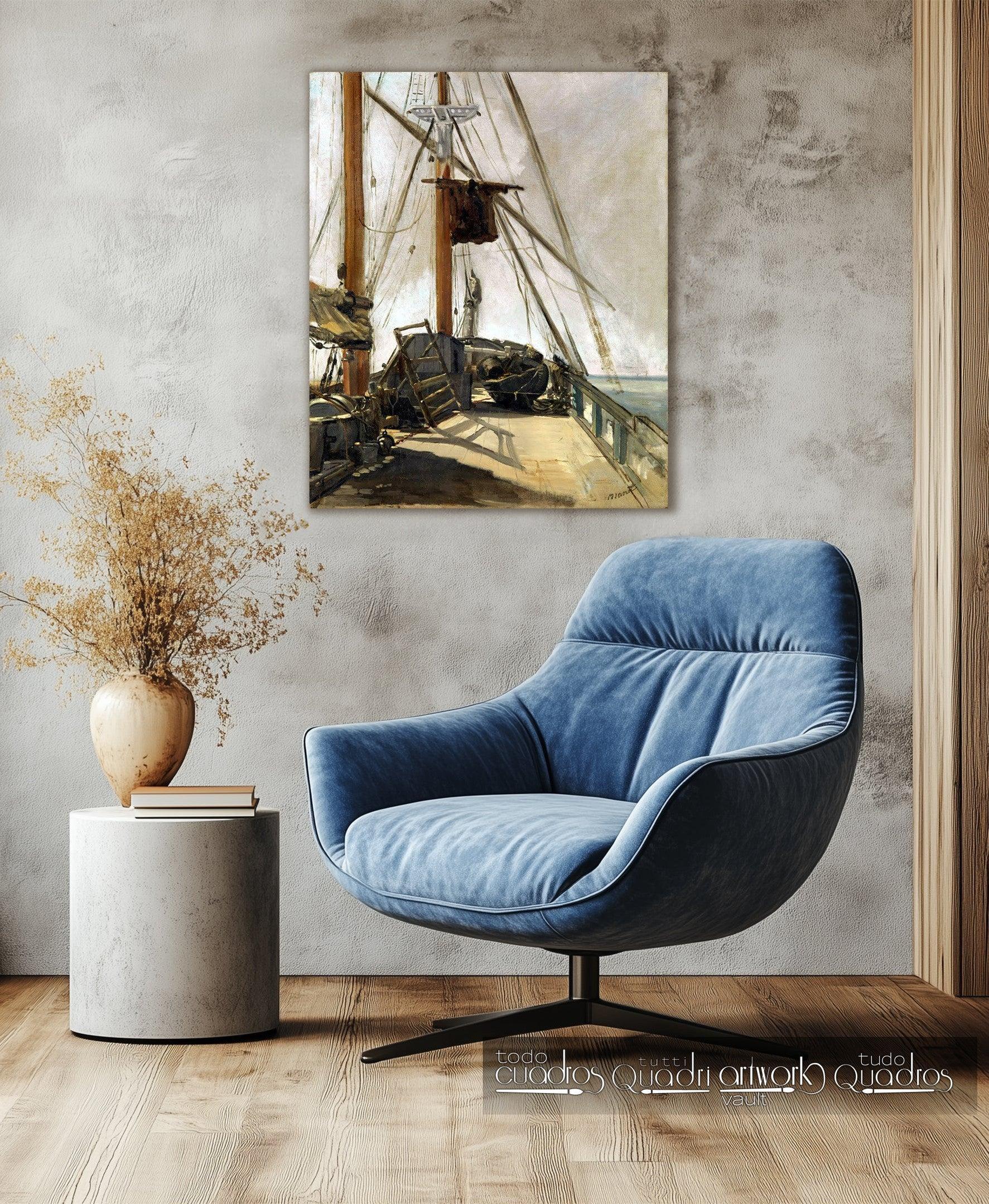 O convés do navio, Manet