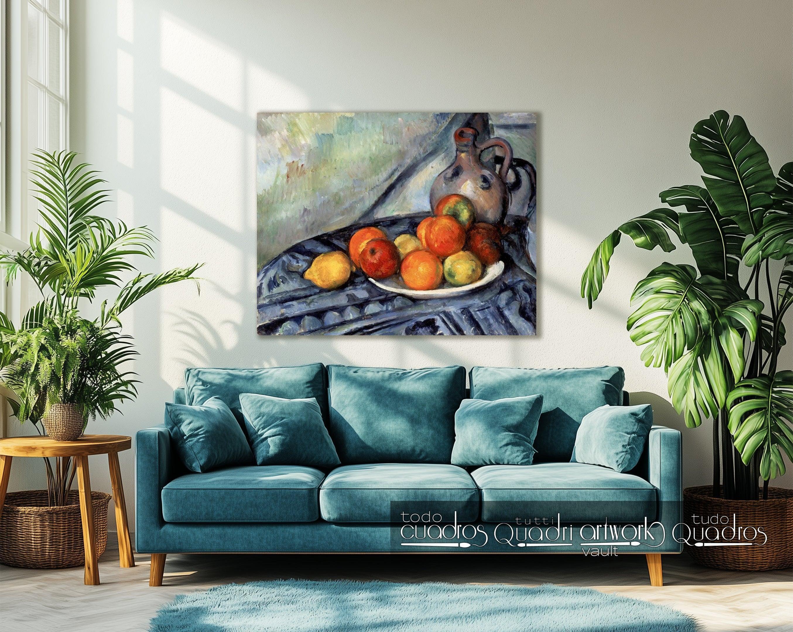 Fruta e jarro em uma mesa, Cézanne