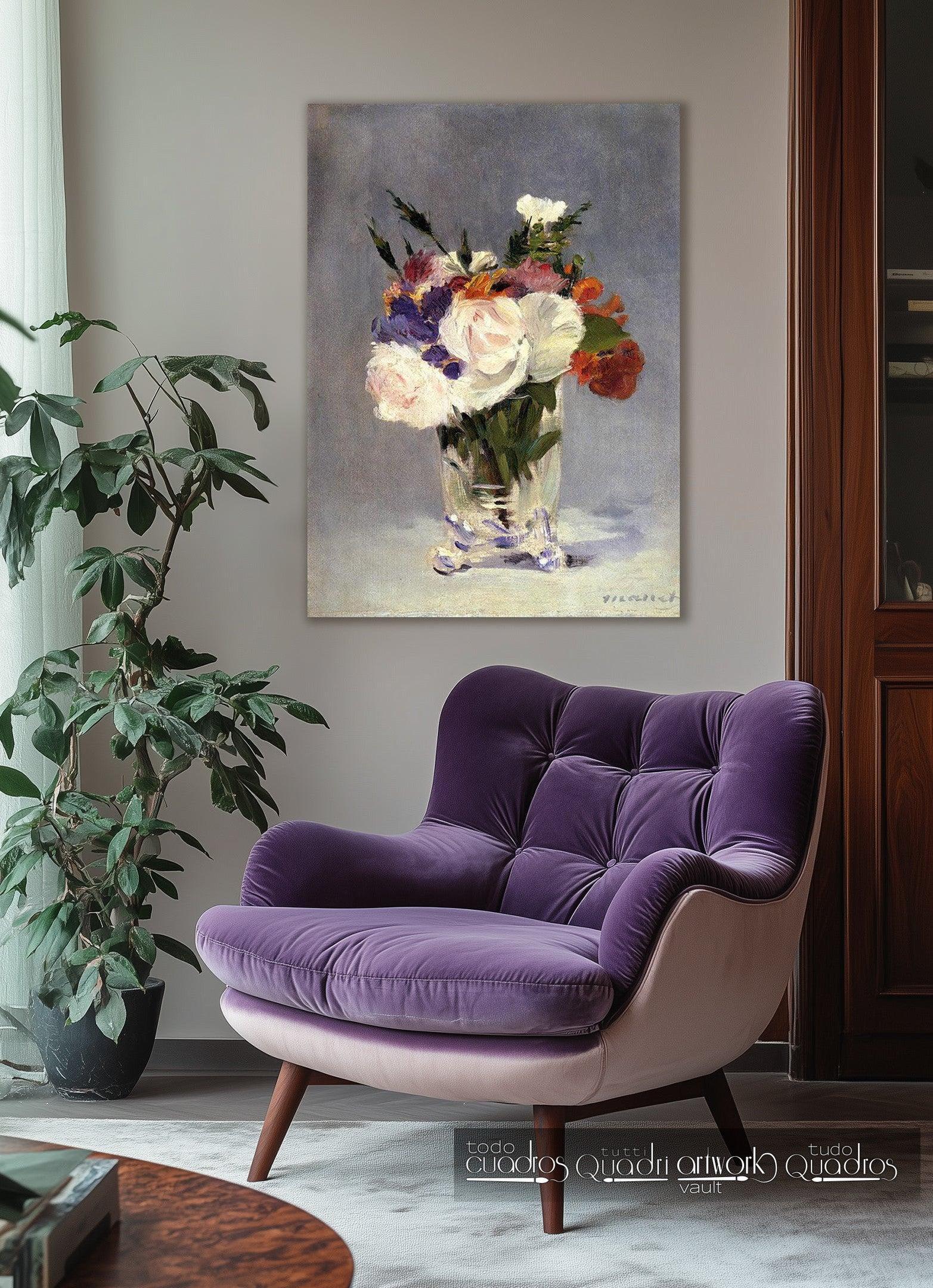 Flores em vaso de cristal, Manet