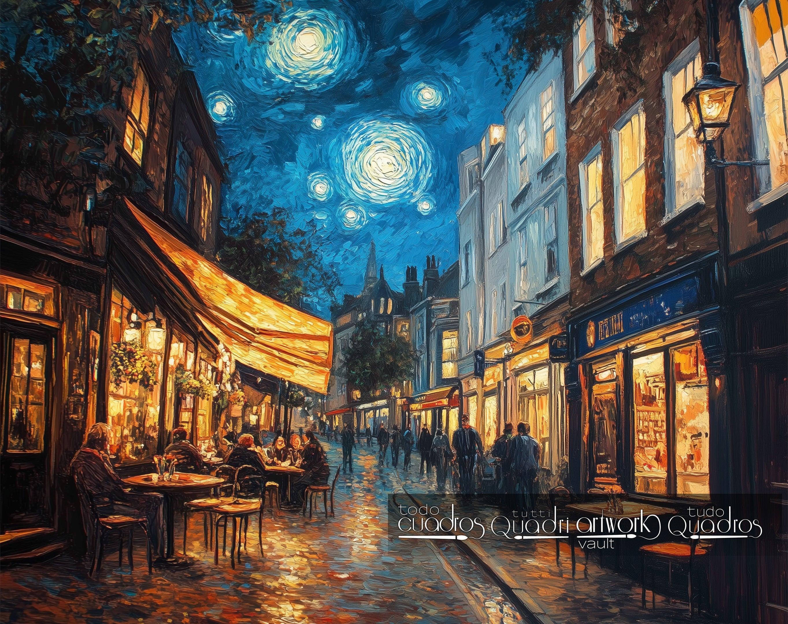 Reflexos de uma noite na varanda, estilo Van Gogh