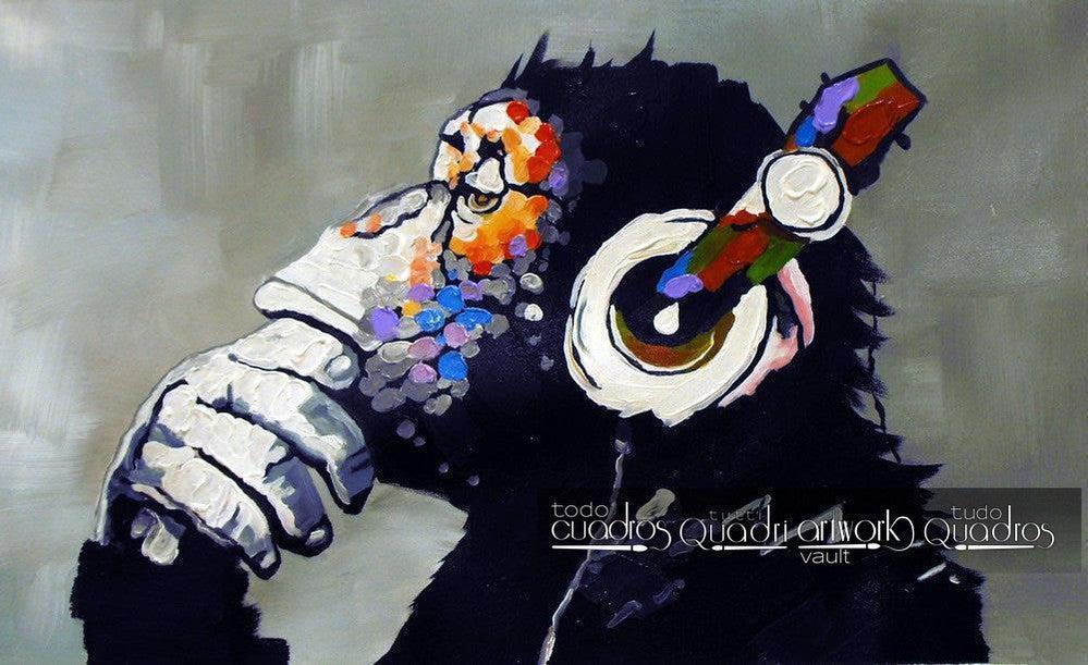 Chimpanzé com música, óleo