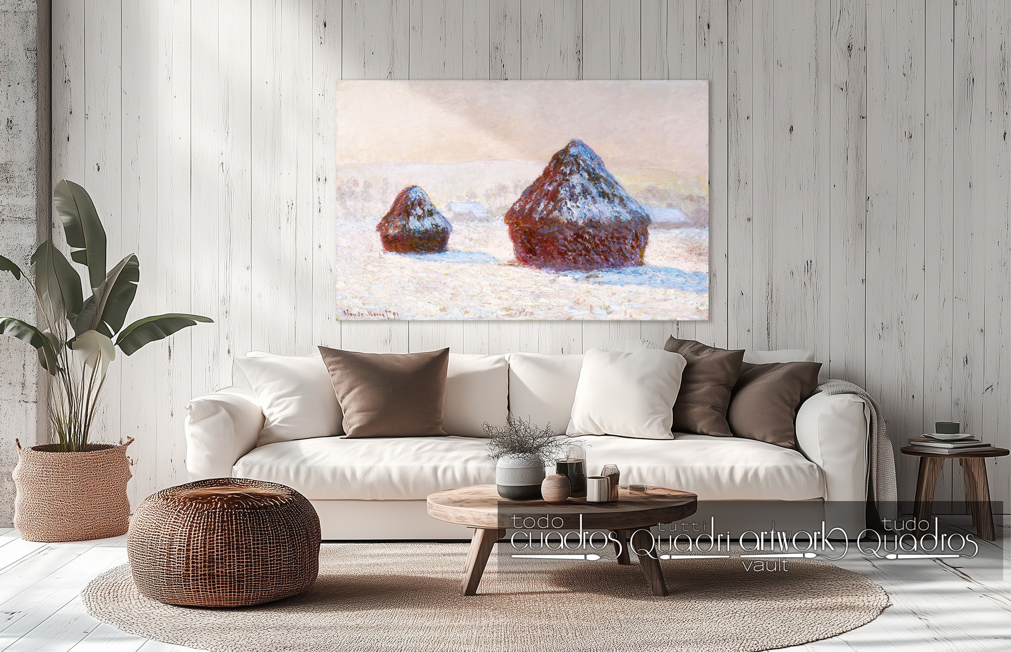 Montes de feno, efeito de neve, de manhã, Monet