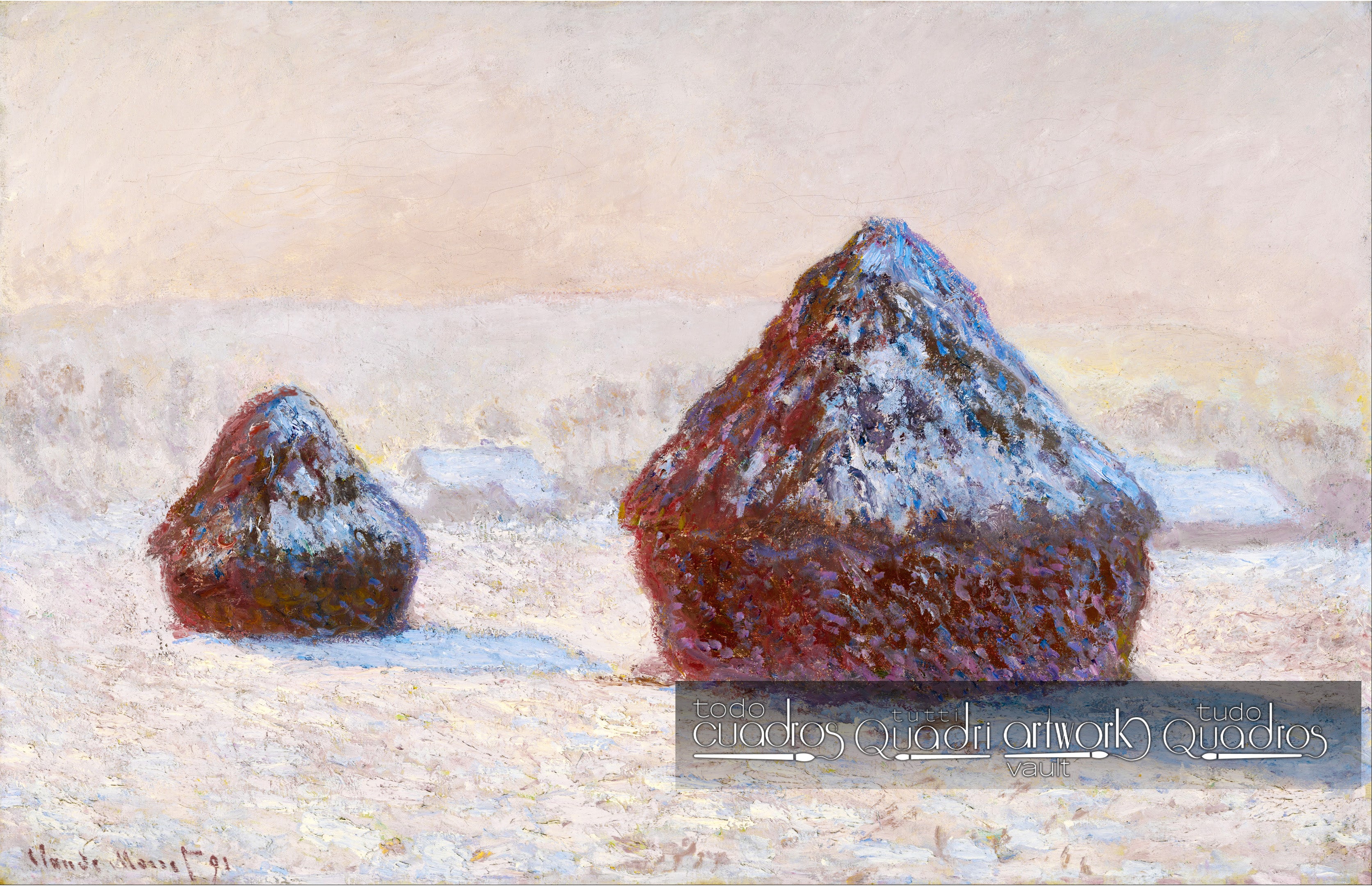 Montes de feno, efeito de neve, de manhã, Monet