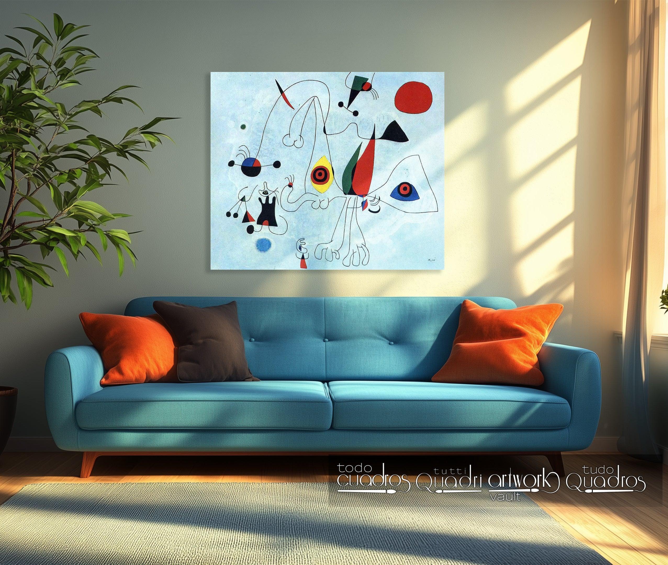 Mulheres e pássaros ao amanhecer, Miró