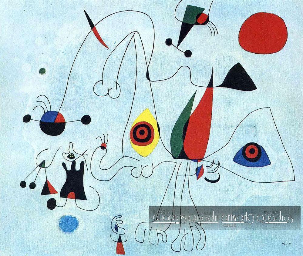 Mulheres e pássaros ao amanhecer, Miró
