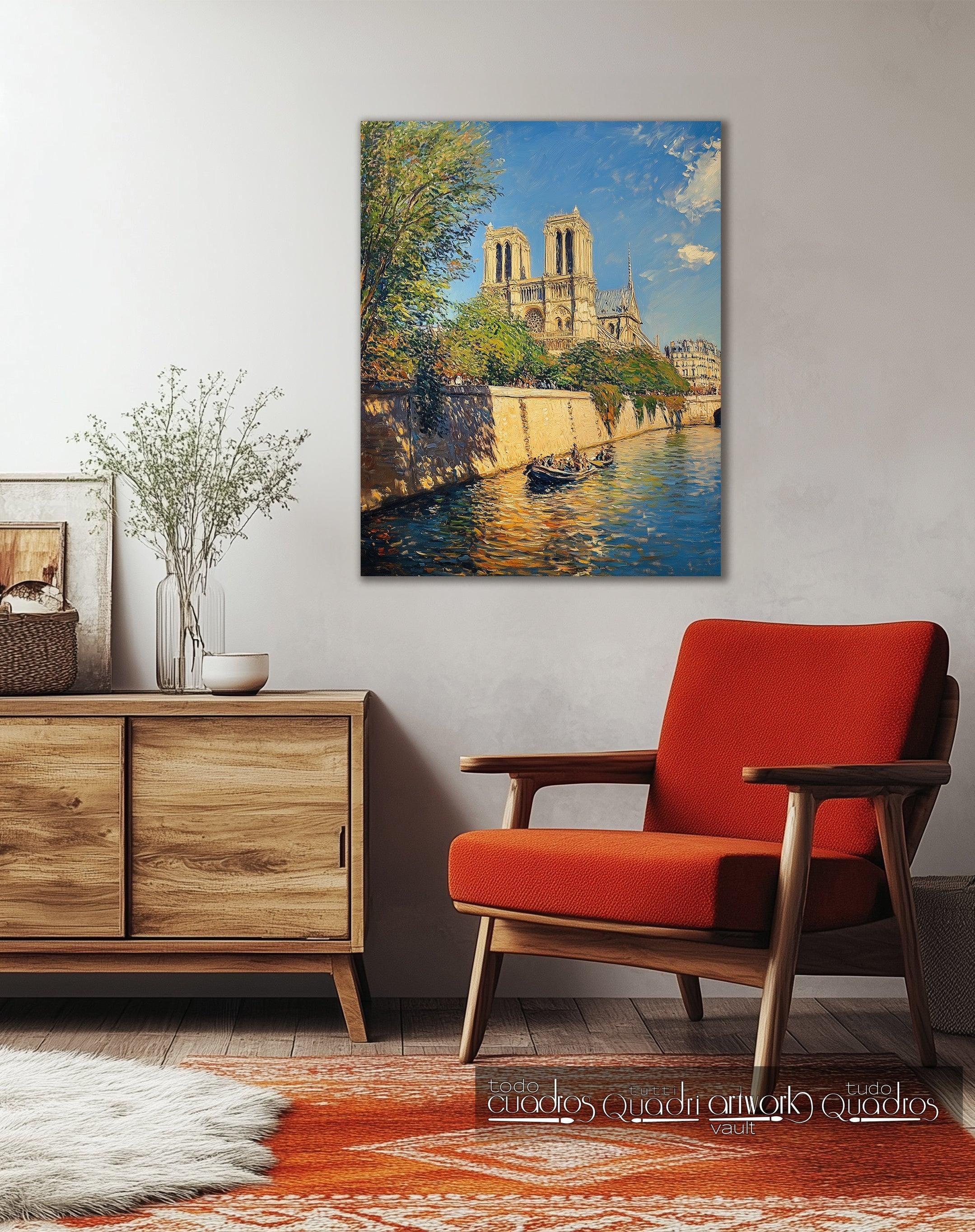 Passeio de Barco sob Notre-Dame, estilo Monet