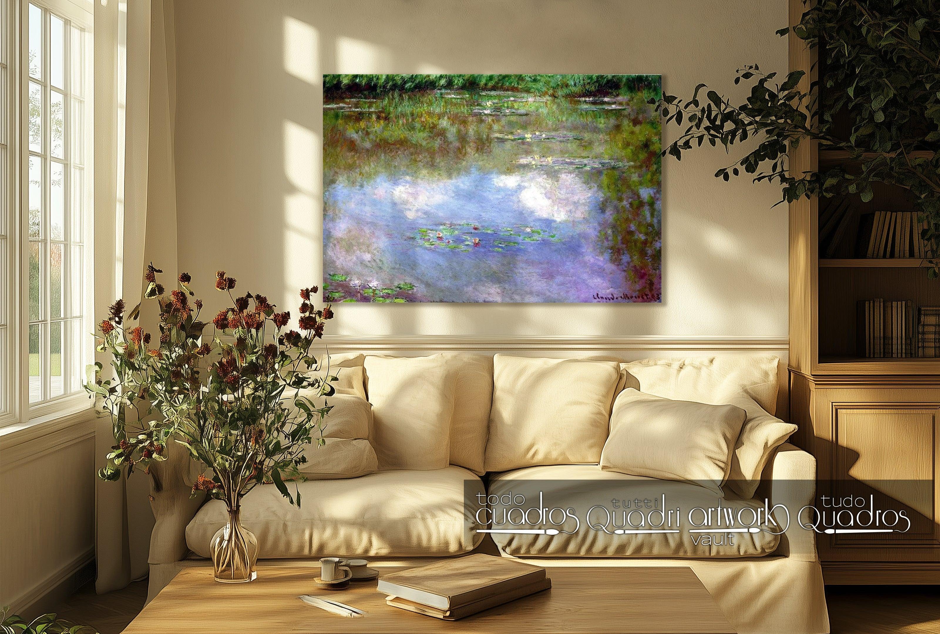 Nenúfares, paisagem aquática, as nuvens, Monet