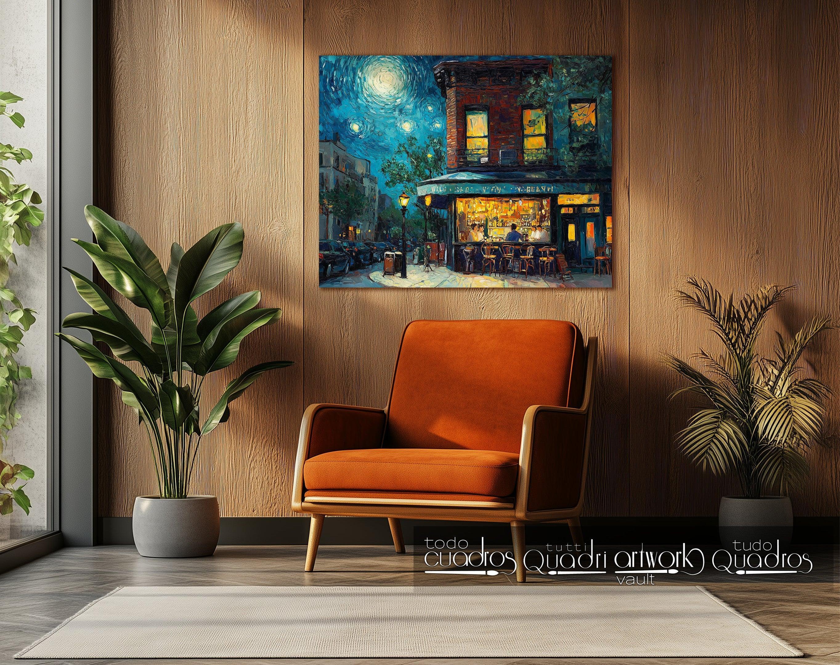 Noite no café, estilo Van Gogh moderno