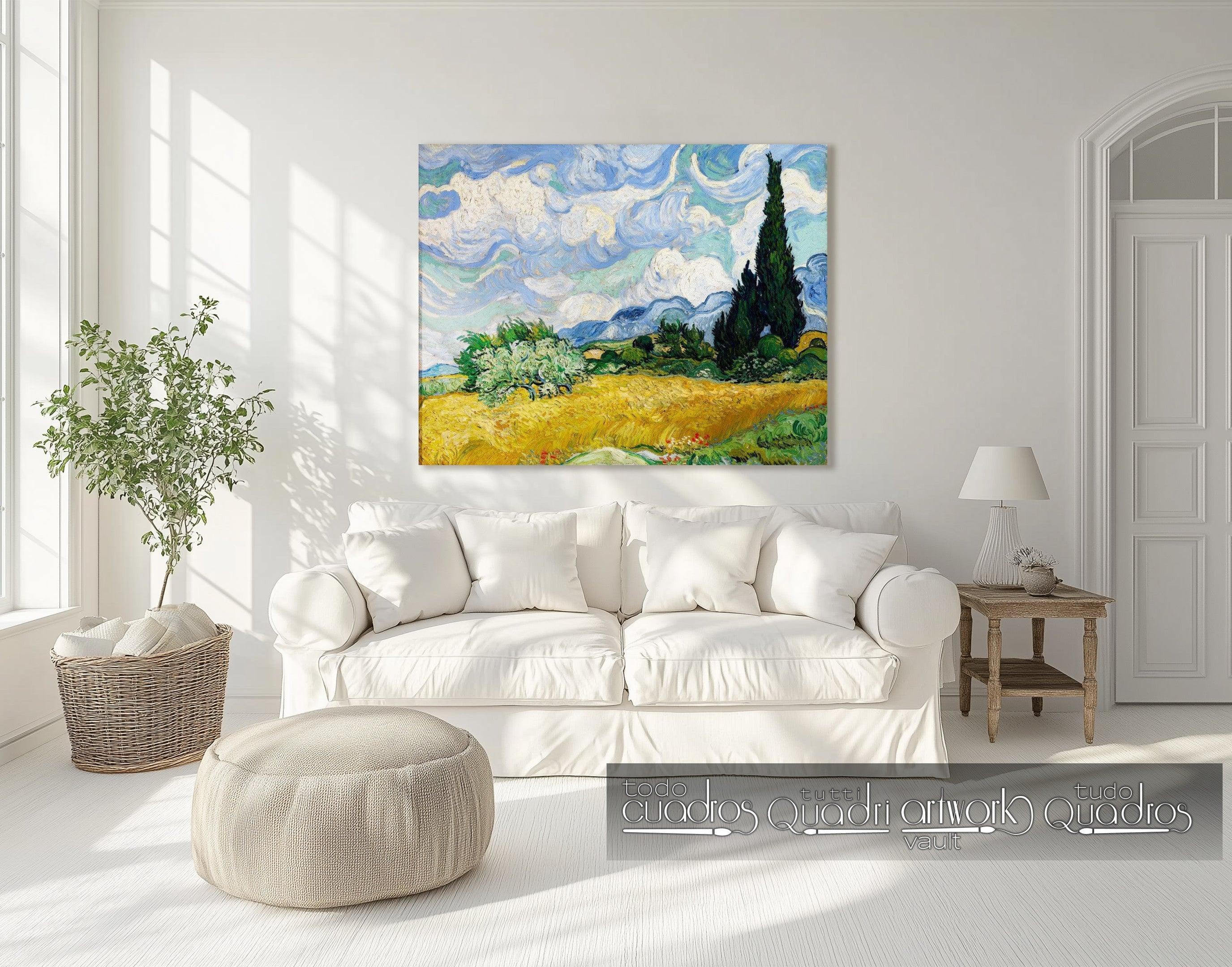 Campo de trigo com ciprestes, Van Gogh