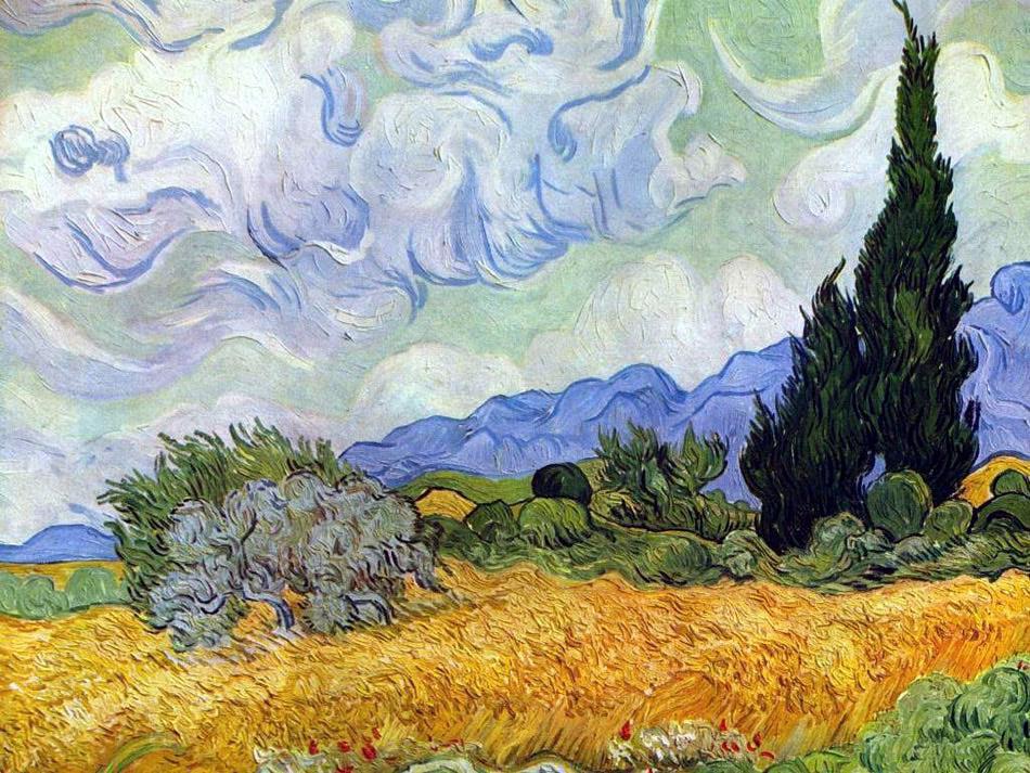 Campo de trigo com ciprestes, Van Gogh