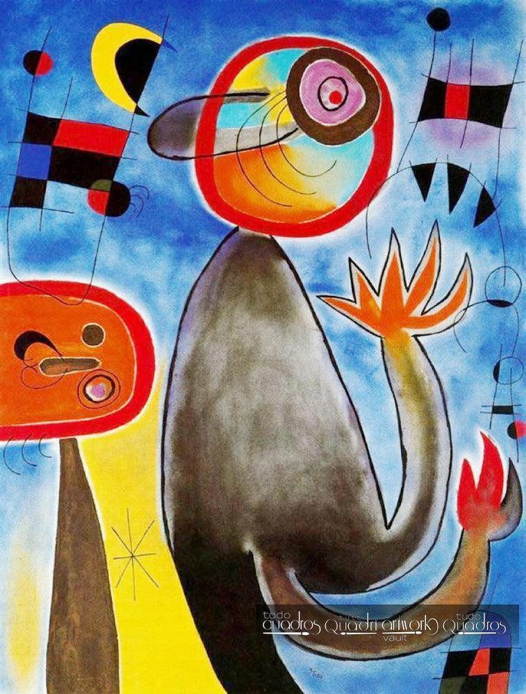 Escadas cruzando o céu azul numa roda de fogo, Miró