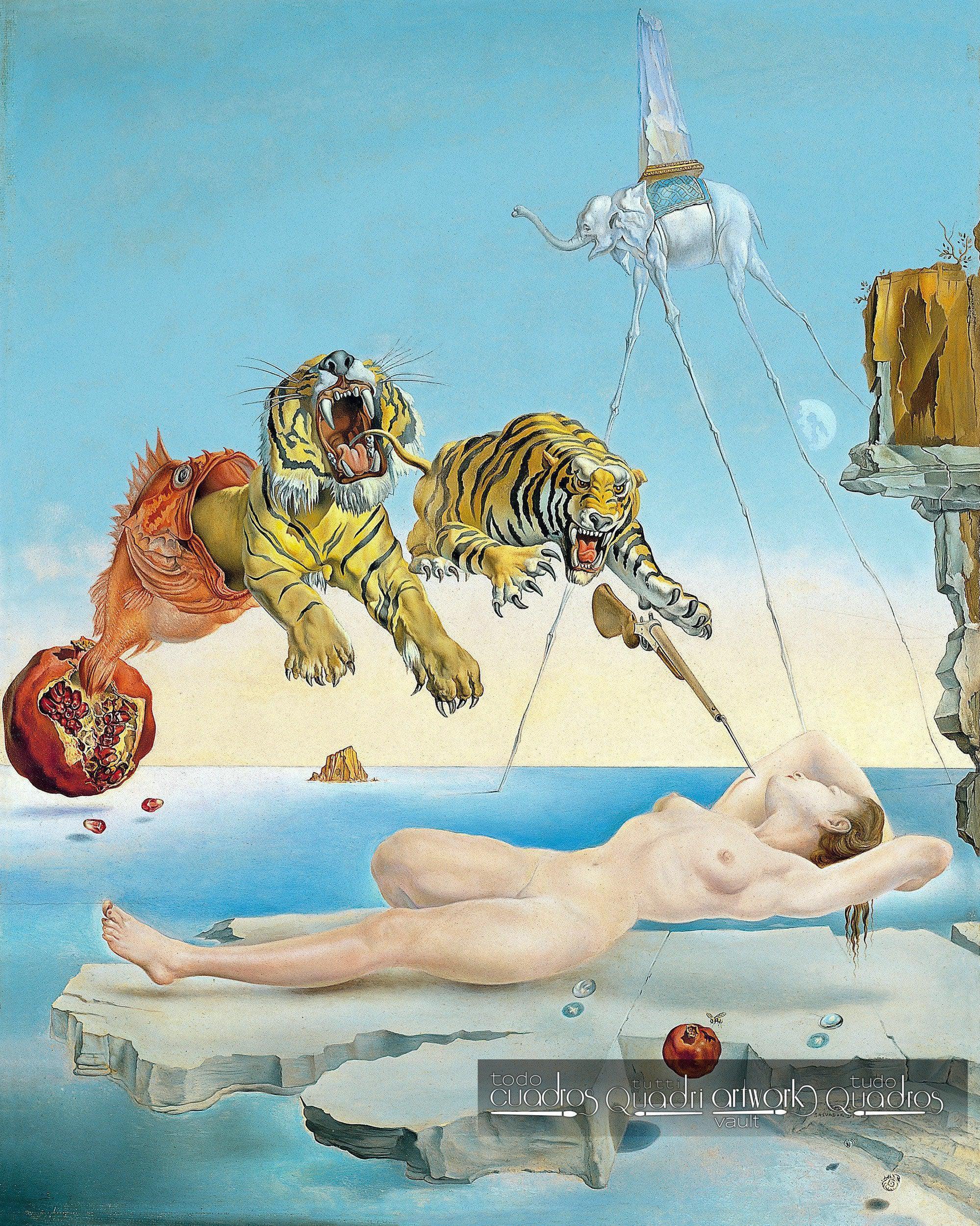 Sonho causado pelo voo de uma abelha ao redor de uma romã um segundo antes de acordar, Dalí